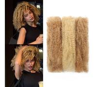 LPARMJIT Afro Kinkys Bulk Human Hair 8-Inch 30g/bundle Kinky Curly Braiding Human Hair for Locs, Twists, Loc Repair, Dreadlock Extension. (P27/613, 12inch(1pack))