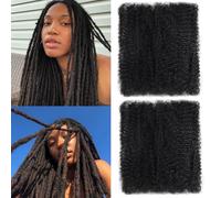 LPARMJIT Afro Kinkys Bulk Human Hair 8-Inch 30g/bundle Kinky Curly Braiding Human Hair for Locs, Twists, Loc Repair, Dreadlock Extension. (1b, 16inch(2pack))