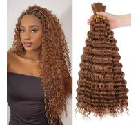 LPARMJIT Deep Wave Bulk hair for Braiding 18 inch 2 Bundles/Pack No Weft for Braiding Wavy Synthetic Braiding Hair Extensions for Boho Braids