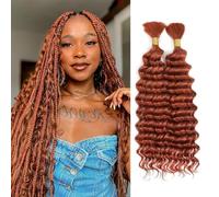 LPARMJIT Deep Wave Bulk hair for Braiding 18 inch 2 Bundles/Pack No Weft for Braiding Wavy Synthetic Braiding Hair Extensions for Boho Braids