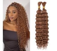 LPARMJIT Deep Wave Bulk hair for Braiding 18 inch 2 Bundles/Pack No Weft for Braiding Wavy Synthetic Braiding Hair Extensions for Boho Braids