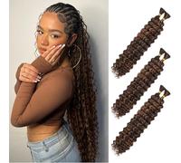 LPARMJIT Deep Wave Bulk hair for Braiding 18 inch 2 Bundles/Pack No Weft for Braiding Wavy Synthetic Braiding Hair Extensions for Boho Braids
