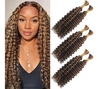 LPARMJIT Deep Wave Bulk hair for Braiding 18 inch 2 Bundles/Pack No Weft for Braiding Wavy Synthetic Braiding Hair Extensions for Boho Braids