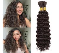 LPARMJIT Deep Wave Bulk hair for Braiding 18 inch 2 Bundles/Pack No Weft for Braiding Wavy Synthetic Braiding Hair Extensions for Boho Braids