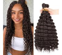 LPARMJIT Deep Wave Bulk hair for Braiding 18 inch 2 Bundles/Pack No Weft for Braiding Wavy Synthetic Braiding Hair Extensions for Boho Braids