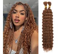 LPARMJIT Deep Wave Bulk hair for Braiding 18 inch 2 Bundles/Pack No Weft for Braiding Wavy Synthetic Braiding Hair Extensions for Boho Braids