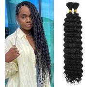LPARMJIT Deep Wave Bulk hair for Braiding 18 inch 2 Bundles/Pack No Weft for Braiding Wavy Synthetic Braiding Hair Extensions for Boho Braids