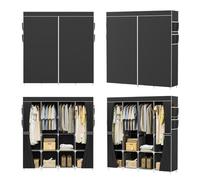 LPATEBCVU Armario De Lona Armario de Lona Tela portátil, Almacenamiento Ropa, Barra Colgante, estantería, Armario, Amplio Espacio(Black)