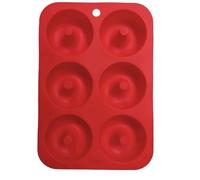 LPATEBCVU Bandeja Para Hornear Donuts 2 uds 6 agujeros de silicona molde for rosquillas Bagel Pan antiadherente for hornear resistencia al calor Mini for magdalenas Donut Maker herramienta for(Red)