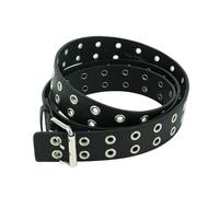 LPATEBCVU Cinturones de Mujer Cinturón Punk Cinturón De Cadena Ajustable Negro Doble Ojal Hebilla De Metal Cuero Mujeres Hombres Pretina Jeans Cinturón(110cm)