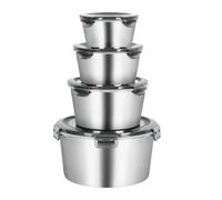 LPATEBCVU Fiambrera De Acero Inoxidable Fiambrera Redonda De Acero Inoxidable 304, 1/4/5 Unidades, Hermética, For Microondas, For Conservar La Frescura(White 4pcs)