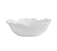 LPATEBCVU Fruteros De Cocina Flower Ceramic Bowl Pure White Creative Cabbage Relief Tableware Fruit and Vegetable Salad(9 inch-bowl)