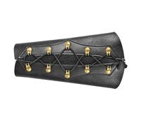 LPATEBCVU ProteccióN Brazo Tiro Arco Protector de Brazo Cuero PU, Ajustable Doble Capa, Equipo Arco recurvo Flexible for Arcos y Flechas(Black)