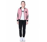 LPATTERN Niñas Chándal Estampado Traje Deportivo 2/3 Piezas Traje de Jogging Sudadera con Capucha (+ Camiseta de Manga Larga) + Pantalones,3 Piezas#Rosa,12 años
