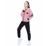 LPATTERN Niñas Chándal Estampado Traje Deportivo 2/3 Piezas Traje de Jogging Sudadera con Capucha (+ Camiseta de Manga Larga) + Pantalones,2 Piezas#Rosa,10-11 años