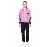 LPATTERN Niñas Chándal Estampado Traje Deportivo 2/3 Piezas Traje de Jogging Sudadera con Capucha (+ Camiseta de Manga Larga) + Pantalones,2 piezas#Rosa Roja,8-9 años