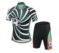 LPATTERN Ropa Conjunta de Ciclismo Bicicleta Maillot de Manga Corta + Pantalones Secado Rápido para Niños Niñas, Futbol, 12-14 años/3XL