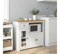 LPERTGFHU Aparador Panamá para microondas, madera de pino maciza, color | 3 cajones y 3 puertas con bisagras, armario de cocina versátil, estilo rústico