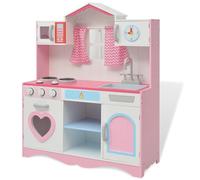 LPERTGFHU Cocina de juguete de madera, cocina infantil con accesorios, 82 x | Clics interactivos, incluye caja de plástico