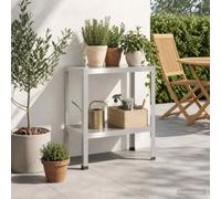 LPERTGFHU Mesa de jardín de acero inoxidable, mesa de trabajo para flores | Resistente a la intemperie, incluye estante, para interior y exterior