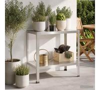 LPERTGFHU Mesa de jardín de acero inoxidable, mesa de trabajo para plantas | Resistente a la intemperie e inoxidable, estante inferior, ideal para balcón y jardín