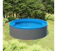 LPERTGFHU Piscina redonda de pared de acero con skimmer y bomba de 350 x 90 | Robusta carcasa de acero, incluye sistema de filtro, fácil montaje, PVC azul