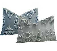 Lpfieonn Mariposa Cojines Sofa 50x90cm en Terciopelo, Gris Juego de 2 Fundas Suaves con Cremallera Invisible y Estampado Doble Cara. Ideales como Cojines Decorativos para Salón y Dormitorio -6140
