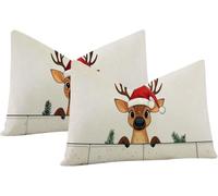 Lpfieonn Navidad Cojines Sofa 50x70cm en Terciopelo, Beige Juego de 2 Fundas Suaves con Cremallera Invisible y Estampado Doble Cara. Ideales como Cojines Decorativos para Salón y Dormitorio -4955