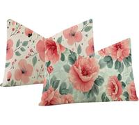 Lpfieonn Planta Cojines Sofa 50x90cm en Terciopelo, Beige Juego de 2 Fundas Suaves con Cremallera Invisible y Estampado Doble Cara. Ideales como Cojines Decorativos para Salón y Dormitorio -6116