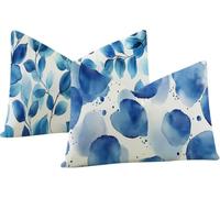 Lpfieonn Simple Cojines Sofa 40x60cm en Terciopelo, Azul Juego de 2 Fundas Suaves con Cremallera Invisible y Estampado Doble Cara. Ideales como Cojines Decorativos para Salón y Dormitorio -4868