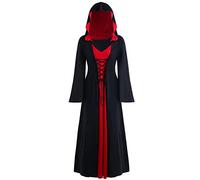 LPFNSF Vestido de bruja vintage, disfraz de vampiro de Halloween para mujer, talla grande, disfraz renacentista medieval para mujer (A,XL)