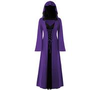 LPFNSF Vestido de bruja vintage, disfraz de vampiro de Halloween para mujer, talla grande, disfraz renacentista medieval para mujer (D,5XL)
