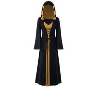 LPFNSF Vestido de bruja vintage, disfraz de vampiro de Halloween para mujer, talla grande, disfraz renacentista medieval para mujer (F,S)