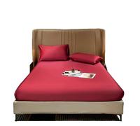 LPHFDCS Sabanas Estiramiento de imitación de Seda de Morera Cama Sábana Ajustable Profundo 25CM Seda Real Colchón Cubierta Tamaño Sábanas Ropa de Cama Sabanas Seda(Wine Red,Queen 153x203x35cm)