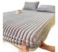 LPHFDCS Sabanas Funda de colchón de Terciopelo for Cama tamaño King y Queen, Suave, for Dormitorio de Estudiantes, cálida y Gruesa, for Invierno Sabanas Algodon(Gray,180x200cm-1pc)