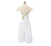 LPHFDCS Vestido De Baile De Gasa Traje de Ballet de Gasa Blanca, Vestido de Ballet Profesional for Danza escénica for niñas, Falda de Danza lírica Gasa De Baile(Adult XS)
