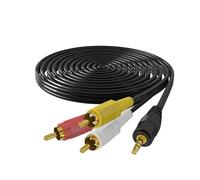 LPIQSPLK 1.5m/3m/10m 3.5mm 2.5mm Jack Plug Male to 3RCA Male Adapter Music Audio Video AV Cable Wire Cord For Speaker Laptop DVD TV P(3.5mm-3RCA,3m)