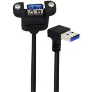 LPIQSPLK Codo de 90 grados extensor de extensión USB 3,0 Cable de transmisión rápida macho a hembra doble blindaje con montaje en Panel de tornillos 0,3 m 0,6 m(30cm,Down)