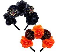 Lpitoy 2 Diademas Artificiales De Araña con Flores, Diadema Mexicana del Día De Muertos, Accesorio para Cabello para Fiestas De Halloween