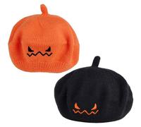 Lpitoy 2 Gorros Boina De Calabaza para Halloween, Gorro De Punto Divertido para Halloween, Acción De Gracias Y Navidad. Accesorio para Disfraces.