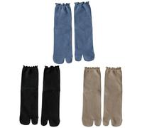 Lpitoy 3 Pares De Calcetines Tabi con Punta Dividida, Calcetines De Sandalias De Algodón Tabi con Volantes para Hombres Y Mujeres, Chanclas Japonesas Tabi, Calcetines De Sandalias