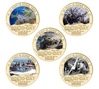 Lpitoy 5 Monedas Conmemorativas del 80.º Aniversario De Invasión De Normandía del Día D De Segunda Guerra Mundial. Colección De Monedas Conmemorativas del Día D De Normandía, Regalo