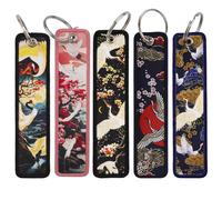 Lpitoy 5 Uds Etiqueta para Llave Japonesa Llaveros Bordados Llavero De Motocicleta Etiquetas para Llaves para Mochilas, Carteras, Llaves De Coche Y Motocicleta