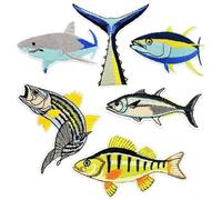 Lpitoy 6 Parches Termoadhesivos De Peces, Animales del Océano Profundo, Lubina, Tiburón, De Atún, para Coser O Bordar, Parche De Reparación, Accesorios para Manualidades DIY