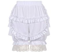 Lpitoy Braguitas Lolita para Mujer con Volantes De Encaje, Estilo Calabaza, con Ribete De Encaje, Shorts De Cintura Alta Y Capas.