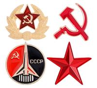 Lpitoy Broche De Hoz De Unión Soviética, Insignias De Bandera CCCP, Pin De Estrella del Ejército Rojo, Insignias De URSS, Broche Ruso, Insignia, Alfileres De Solapa, 4 Uds.