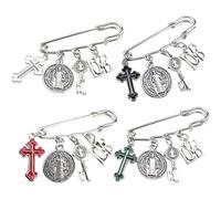 Lpitoy Broche De Seguridad De Benito, Alfileres De Solapa con Medallón Colgante De Cruz, Broche De Medalla De Clip De Papel Católico De Benito para Mujer, Insignias para Mochilas Y Ropa.