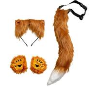 Lpitoy Conjunto De Accesorios para Disfraz De, Diadema con Orejas De Esponjosas, Y Guantes para Halloween, Carnaval Y Cosplay.