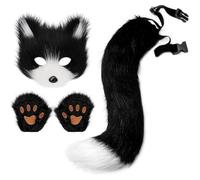 Lpitoy Disfraz De Máscara De Gato, 1 Juego De Guantes De Y Pata De Pelry para Mascarada, Fiesta De Disfraces, Máscara Therian De Halloween