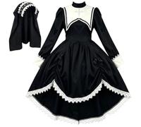 Lpitoy Disfraz De para Mujer, Vestido De Gótica con Tocado, Atuendos De Cosplay para Fiestas De Halloween.